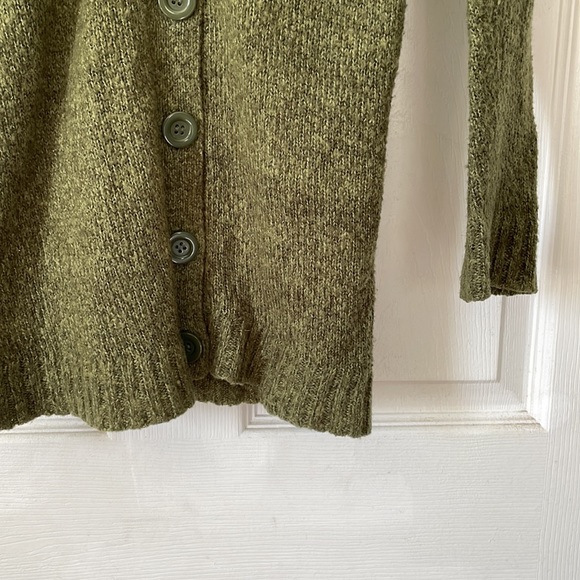 Linda Matthews green hooded button up long sleeve cardigan sweater top shirt S - Picture 5 of 17